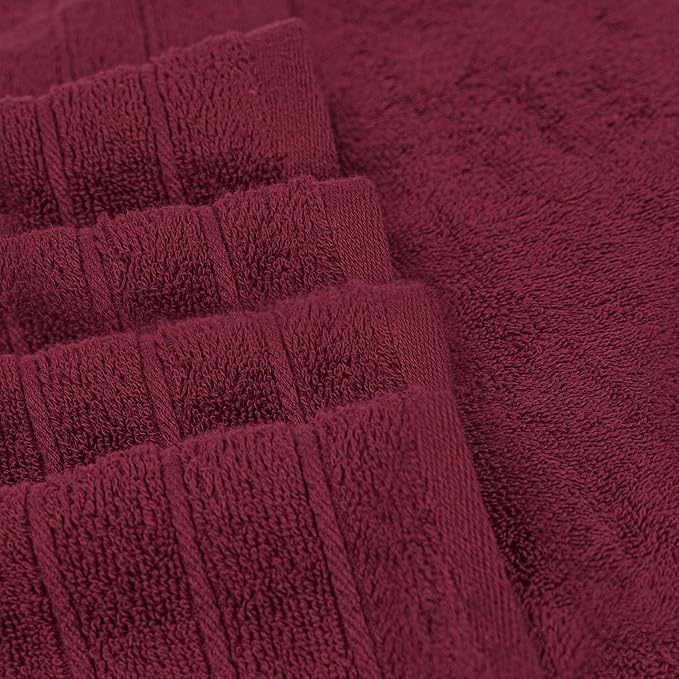 Tens Towels 4 Piece Extra Large Bath Towels 30 x 60 Inches, Burgundy | 100% Cotton, Larger & Lighter Weight, Quicker to Dry, Super Soft and Absorbent, Perfect for Bathroom