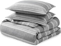 Bare Home Bedding Duvet Cover King Size - Premium 1800 Super Soft Collection - Lightweight, Cooling - Soft Breathable Bedding Duvet Cover (King, Stripe - Heathered Charcoal)