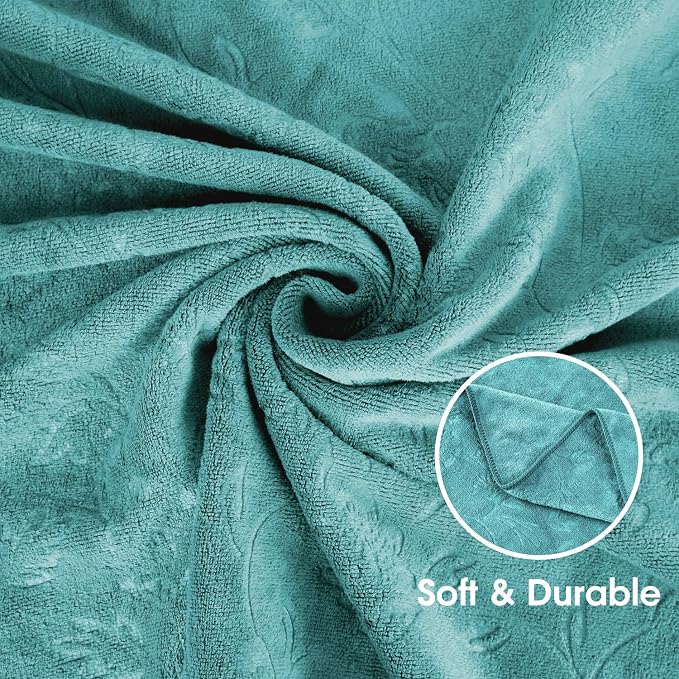 JML Microfiber Bath Towels, 30" x 60", 6 Pack, Green-Floral | Oversized, Soft, Super Absortbent, Fast Drying, Multipurpose Use for Sports, Fitness, Yoga