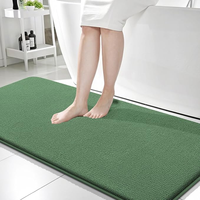 OLANLY Memory Foam Bathroom Runner Rugs 59x24, Long Bath Mats, Olive Green | Soft Quick Dry Bath Mats, Non-Slip, Absorbent Machine Washable Mat for Bathroom Floor, Tub and Shower, Home Decor Accessories