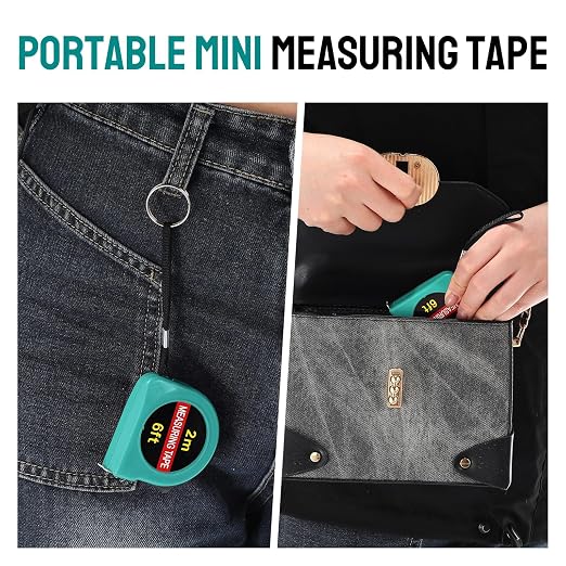 Copkim 50 Pcs 6 FT Mini Tape Measure Retractable Bulk Small Measuring Tape Pocket Size Measurement Tool for Operation Christmas Items Party Favor Gifts Stuffers for Men(Water Green)