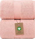 Alusa Home 100% Organic Luxury Bath Sheets - GOTS Certified - Extra Large 35x70 Inches (Pack of 2) Zero-Twist, Long-Staple Cotton Bath Sheet Set (Blush Pink)