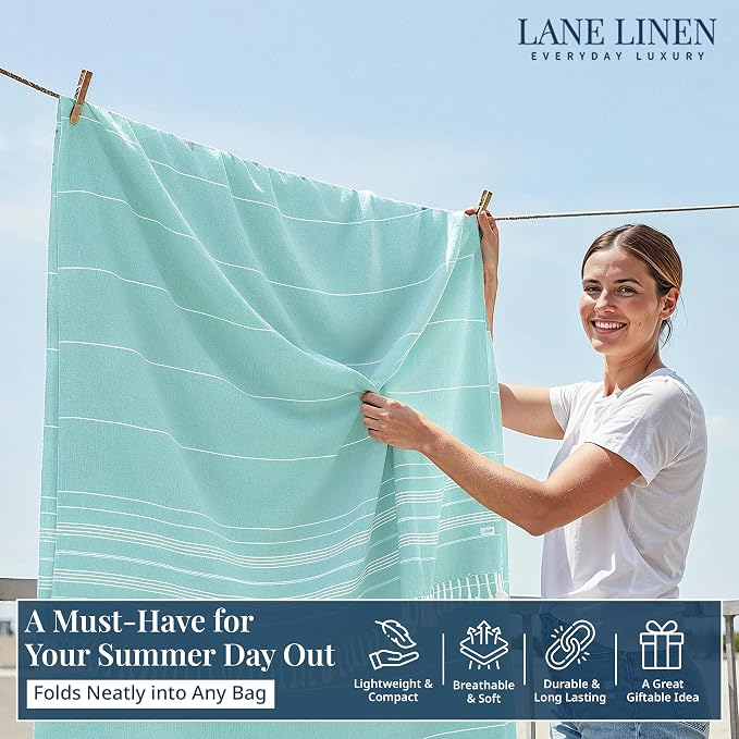 LANE LINEN Beach Blanket Sand Free & Lightweight Beach Towel - Hunter Green