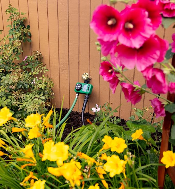 Rain Bird HET200 Electronic Digital Hose End Watering/Irrigation Timer, Battery Operated, 3/4" Garden Hose Thread, Heavy-Duty Brass Inlet, 2 Outlets/Ports