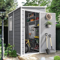 DWVO 5x4 FT Resin Storage Shed with Floor, All-Weather Outdoor Storage Shed with Lockable Door & Window, Waterproof Plastic Tool Shed for Garden, Backyard, Patio, Lawn, Gray