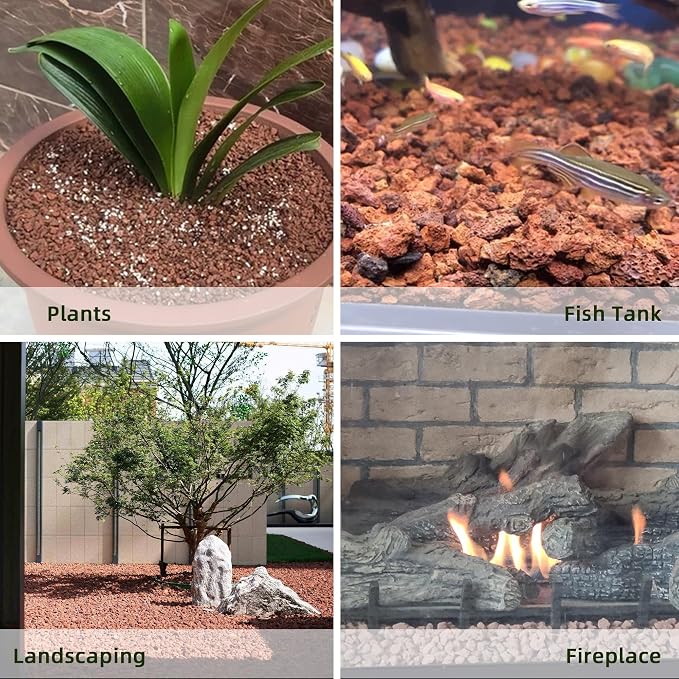 18LB Red Lava Rocks for Plants, Volcanic Rock Horticultural Lava Rock Soil for Landscaping Plants Drainage, Small Lava Rock Gravel for Succulents, Bonsai, Vase Fillers, Terrarium Plants, Top Dressing