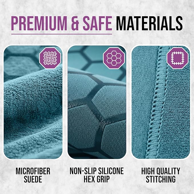 Clever Yoga Hot Yoga Mat Towel – Non-Slip Grip for Hot Yoga, Sweat Absorbent, Honeycomb Silicone Grip, Stays Flat – Ideal for Pilates, Travel, Washable & Lightweight - Turquoise