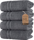 Hawmam Linen Cool Grey Hand Towels 4-Pack - 16x29 Turkish Cotton Premium Quality Soft - Small Towels for Bathroom