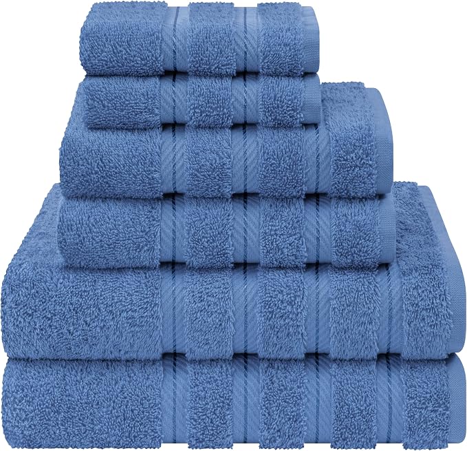 American Soft Linen 100% Cotton Luxury Turkish Towels, 6 Piece Towel Set | Soft Absorbent Quick Dry OEKO Tex Standard 100 Certificated Durable Machine Washable Breathable Premium Hotel Quality