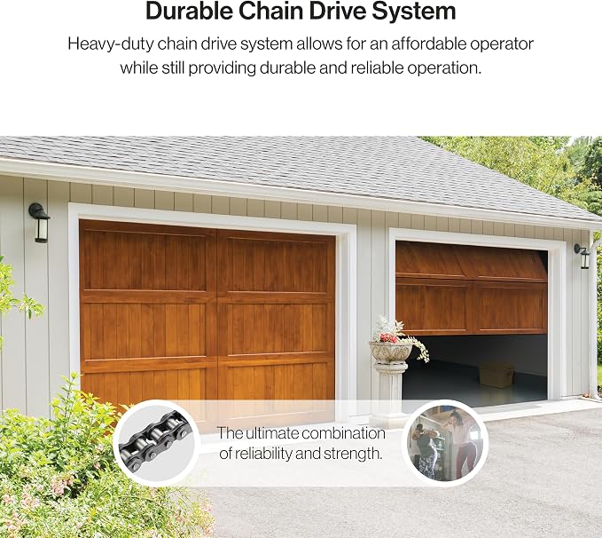 Genie Chain Glide Connect Essentials Smart Garage Door Opener, 2033-LO | Aladdin Connect Wi-Fi, Chain Drive, LED Bulbs Included, 1 Remote, Works with Alexa, Google Assistant and SmartThings