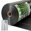 Premium 6ft x 100ft Weed Barrier Landscape Fabric, Heavy Duty 3.2oz Woven Ground Cover, UV Resistant & Permeable Weed Control Cloth with Staples for Garden, Yard, Patio & Landscaping