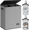 SOLEDI Double Laundry Hamper with Lid, 130L Clothes Hamper 2 Section, Laundry Basket with Removable bag, Bed room decor aesthetic, laundry room organization, Home and dorm room essentials