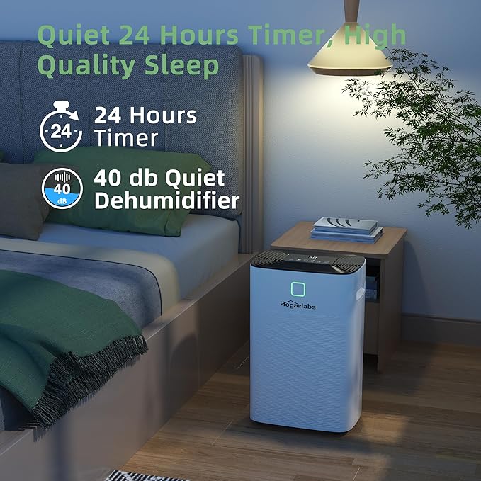 HOGARLABS Smart Dehumidifiers for Home and Basements, with 3 Working Modes, Overflow Protection, Dehumidifier with Drain Hose and Digital Control Panel. (50 Pints for basement)