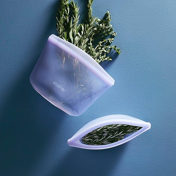 Stasher Silicone Reusable Storage Bag, 2-Cup Bowl, Reusable Freezer Bag, Microwave, Dishwasher, Oven Safe, Sous Vide, Lunch Containers, Eco Friendly, Food Storage Bags, Snack Bags, 16 oz, Lavender | Food-Safe Silicone, Freezer, Sous Vide, Microwave, Di...