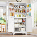 GAIOUS 74.8" Tall Metal Food Cabinet, White Kitchen Pantry Cabinet, Storage Cabinets with 4 Door and 4 Adjustable Shelves, Steel Freestanding Cupboard for Kitchen Dining Room Living Room Bathroom