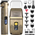 Hatteker Men Waterproof Cordless Beard Trimmer Clipper & Foil Shaver All-in-One Kit