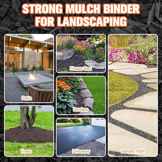 Mulch Binder, Rock Glue for Landscaping, Pea Gravel Binder 2 Gallon Max Cover, Strong Mulch Anchor, Rock Lock Landscape Adhesive for Slopes, Flower Beds, Fast Dry & Safe for Plants Pets