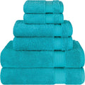 Cotton Paradise 100% Cotton Turkish Towel Set, Soft Absorbent Quick Dry, 6 Piece Towel Set, Ocean Aqua