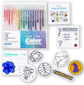 A Brighter Year Large Color The Cosmos Capricorn Bundle - Adult Mini Coloring Book (3" x 3" - 50 Pages), Post It Notes (50-3” x 3”), Stickers, & Gel Pens - Stress Relief, Mindfulness, Gift, Travel