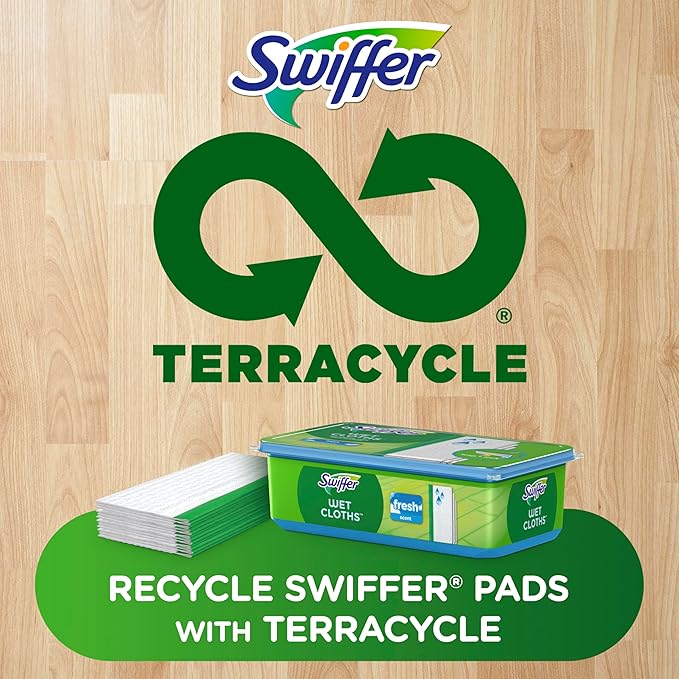 Swiffer Wet Cloths, Bulk Mopping Pad Refills for All Finished Floors, 10" for Swiffer Sweeper, Fresh Scent, 24 count (Pack of 6)