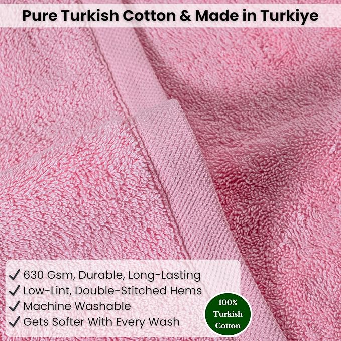 SALBAKOS Luxury 100% Turkish Cotton Bath Sheet 40x80 (1-Piece, Rose Pink) | Extra Large Jumbo Oversized Bathroom and Beach Towel, Super Soft Highly Absorbent Thick Premium Hotel Quality, Made in Turkey