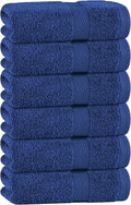 White Classic Navy Hand Towels for Bathroom [6 Pack] Cotton Hand Towel Bulk for Gym, Kitchen and Spa, 16x27 Inches Soft Highly Absorbent Quick Dry Terry Salon Towels