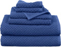 COTTON CRAFT Euro Spa Waffle Weave 6 Piece Towel Set - 100% Cotton - Blue | 2 Oversized Luxurious Large Bath Towels, 2 Hand Towels, 2 Washcloths - Soft Plush Super Absorbent Low Lint Quick Dry