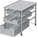 Simple Houseware Stackable 3 Tier Sliding Basket Organizer Drawer, Silver