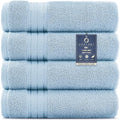 COZYART Luxury Hand Towels 4 PCS, Light Blue 100% Turkish Cotton 650 GSM | OEKO-Tex 100 Certified Zero Twist Ring Spun, Soft Absorbent Quick Dry, Plush Fluffy, Breathable Hotel Quality for Daily Use