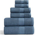 Springtree Home 100% Cotton Bath Towel Set | 6-Piece Set | Textured | Ocean | Absorbent & Quick-Dry Bathroom Towels | Textured and Durable Cotton Towels for Bathroom | OEKO-TEX | Krista Collection