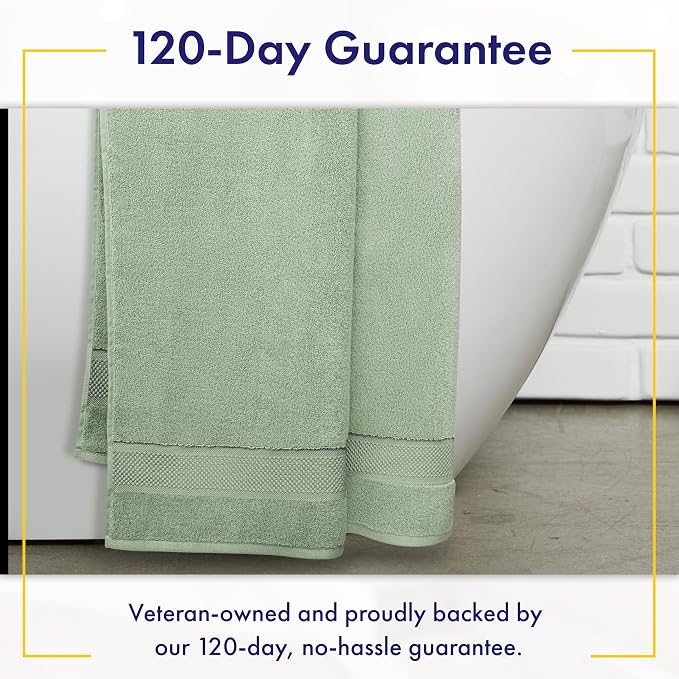 Alusa Home 100% Organic Luxury Bath Sheets - GOTS Certified - Extra Large 35x70 Inches (Pack of 2) Zero-Twist, Long-Staple Cotton Bath Sheet Set (Eucalyptus Green)