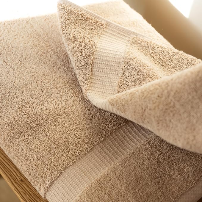 SALBAKOS 6-Piece 100% Turkish Cotton Hand Towels, 16x30 inch, Taupe | Large Size Thick Super Soft Highly Absorbent, Versatile Hair Face & Hand Drying Towel, Premium Hotel Quality Made in Turkey
