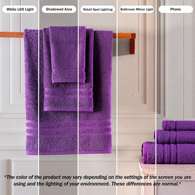 Hawmam Linen Lilac Purple Bath Towels 4 Pack Soft and Absorbent, Premium Quality Perfect for Daily Use 100% Cotton Towel 600 GSM