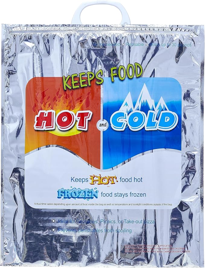 Superio Hot and Cold Insulated Bags for Food Delivery, Grocery Shopping Bags, Food Storage for Hot and Frozen Food for Travel, Disposable Cooler Bag, Reinforced Thermal Lunch Bag (6, 16"x19.25")