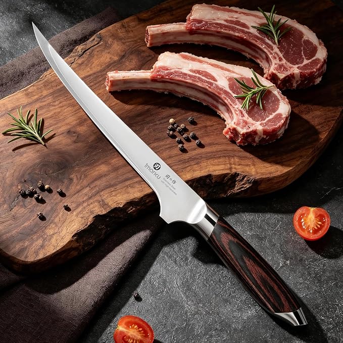 imarku 8 Inch Fillet Knife, Japanese High Carbon Stainless Steel | Razor Sharp Boning Knife, Professional Filet Knife for Precision Meat Deboning Fish Fillting, Ergonomic Pakkawood Handle