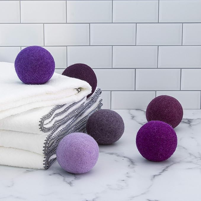 Friendsheep Wool Dryer Balls, Organic Reusable Fabric Softener Alternative for Laundry, Handmade, Fair Trade, Hypoallergenic, Eco-Friendly, Plastic-Free (6 Pack XL - Purple Haze)
