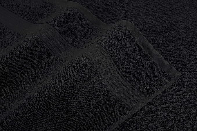American Veteran Towel, 6 Piece Towel Set for Bathroom, 100% Cotton Turkish Bathroom Towels, 2 Bath Towels 2 Hand Towels 2 Washcloths, Black