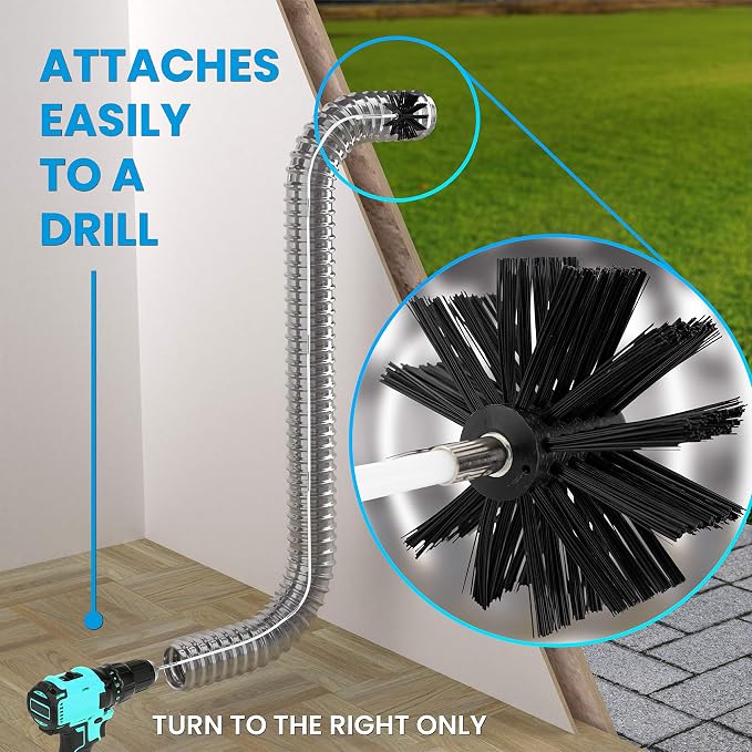 The Professional Dryer Vent Cleaner Kit -(50-Feet) Innovative Lint Remover Reusable Strong Nylon| Flexible Lint Brush with Drill Attachment for Faster Cleaning