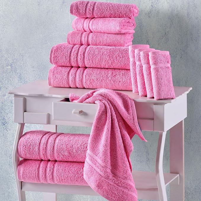 Hawmam Linen Pink Bath Towels 4 Pack Soft and Absorbent, Premium Quality Perfect for Daily Use 100% Cotton Towel 600 GSM
