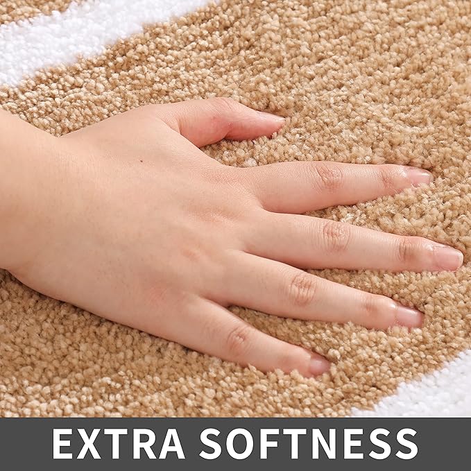 COSY HOMEER Extra Thick Bath Linen Sets Rugs - Anti-Slip Bath Mats Soft Plush 100% Strong Polyester Living Room Bathroom Floor Water Absorbent(Beige,24x36 - Inches)