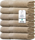 Medium Size Bath Towels Set of 6 – 100% Cotton Terry – 24" x 48" – Quick Dry, Soft & Highly Absorbent – Beige Towels for Bathroom, Gym, Spa, Pool & Daily Use