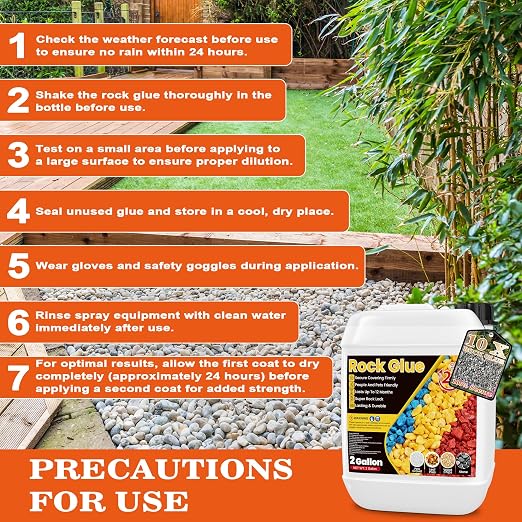 2 Gallon Rock Glue for Landscaping - Strong Mulch Glue, Quick Dry Pea Gravel Stone Glue, Permeable Pet-Safe, Ready to Spray Rock Adhesive for Garden, Pebbles, Walkway, Rubber Mulch with Blue Marks