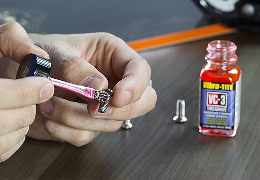 Vibra-TITE VC-3 Threadmate, 30 ml Bottle with Brush Cap Applicator,Red,213