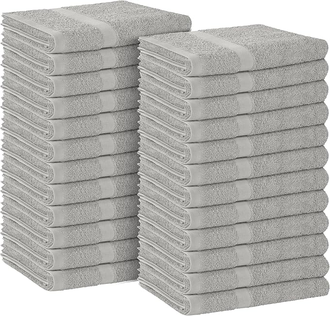 Avalon Towels Salon Towel - Silver Hand Towels Bulk Pack of 24 - 100% Cotton Absorbent Spa, Facial & Gym Towel for Working Out - 16x27 Inches (Not Bleach Proof)