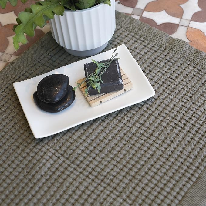 GILDEN TREE Bathroom Mat Absorbent Cotton Quick Dry for Shower, Bath & Bathtub Washable Thin, Modern Style (Stone)