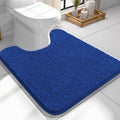 OLANLY Toilet Rugs U-Shaped 24x24, Extra Soft Absorbent Chenille Contour Bathroom Rugs for Toilet, Dry Quickly, Machine Washable, Non-Slip Bath Mat, Royal Blue