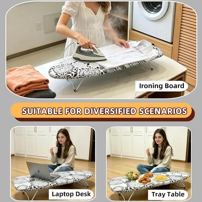 Tabletop Ironing Board with Heat Resistant Cover and Pad,30x12Inch | Heavy Duty Ironing Board with folding legs, Hook for Hanging, Portable Folding Mini Iron Board for for Dorm Apartment Travel