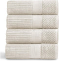 Springtree Home 100% Cotton Bath Towel Set | 4-Pack | Textured | Beige | Absorbent & Quick-Dry Bathroom Towels | Textured and Durable Cotton Towels for Bathroom | OEKO-TEX | Krista Collection