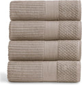 Springtree Home 100% Cotton Bath Towel Set | 4-Pack | Textured | Brown | Absorbent & Quick-Dry Bathroom Towels | Textured and Durable Cotton Towels for Bathroom | OEKO-TEX | Krista Collection