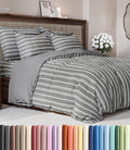 Duvet Cover Cal King Size Set - Extra Soft Cal King Duvet Cover 104" x 98" with 2 Pillow Shams for Women, Men, Kids & Teens - Comfy, Breathable, Hotel Luxury w/ Zipper Closures & Ties (Grey Stripes)